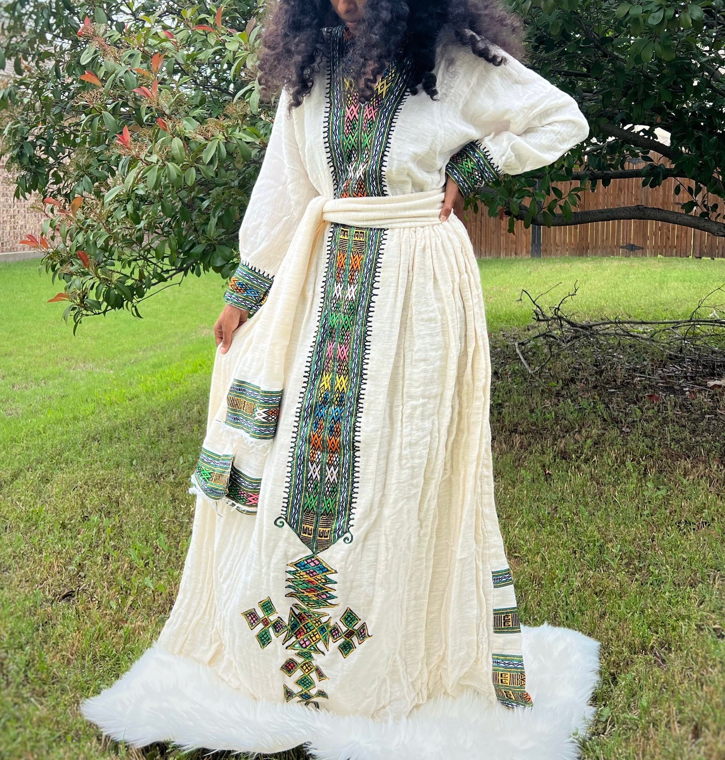 Lakomelza Collection • Ethiopian Wollo Amhara Dir-Mag Fetil White Dress || Habesha Dress