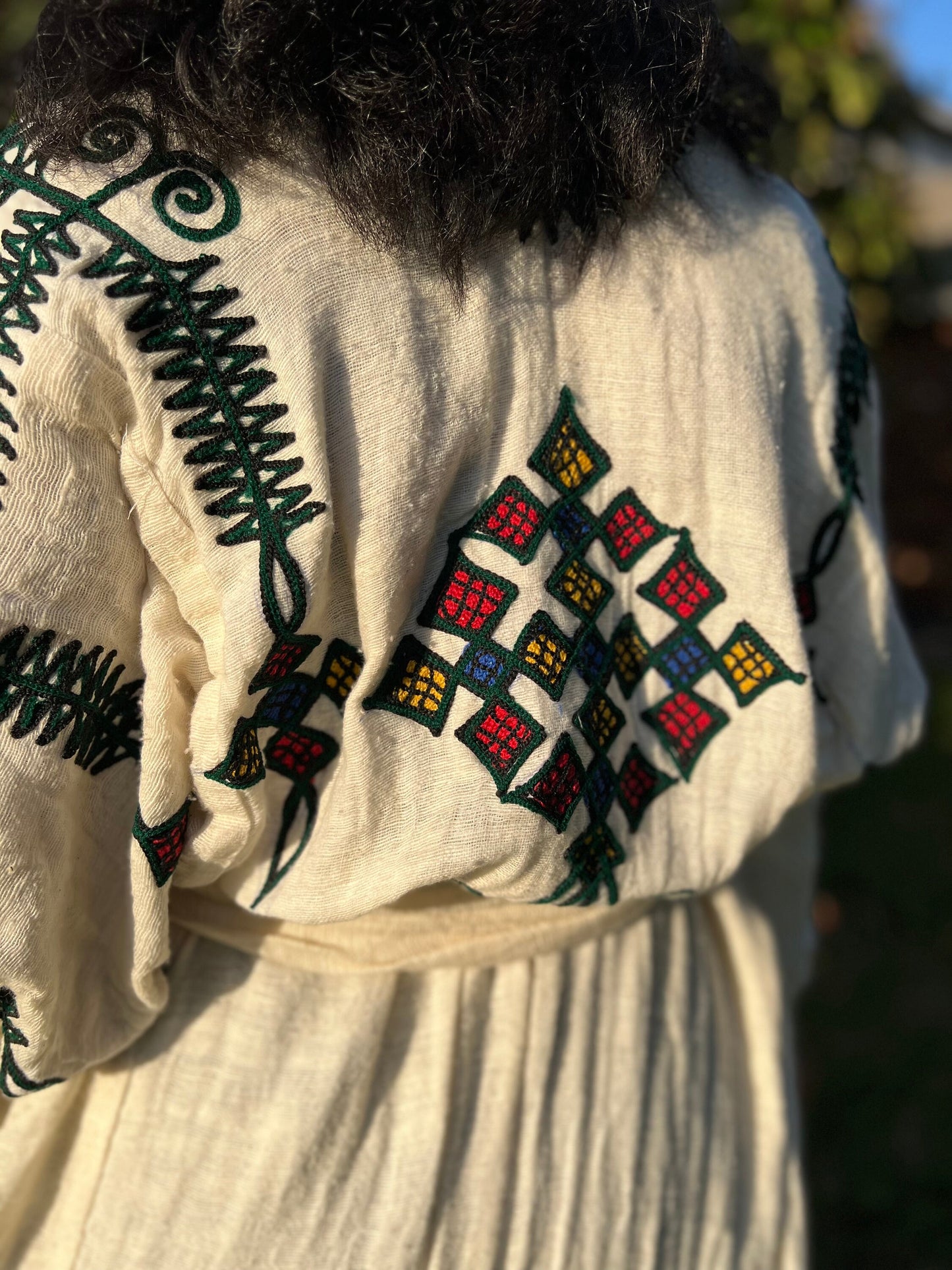 Gondar Fetil • Ethiopian Gondar Amhara White Single Embroidery Dress
