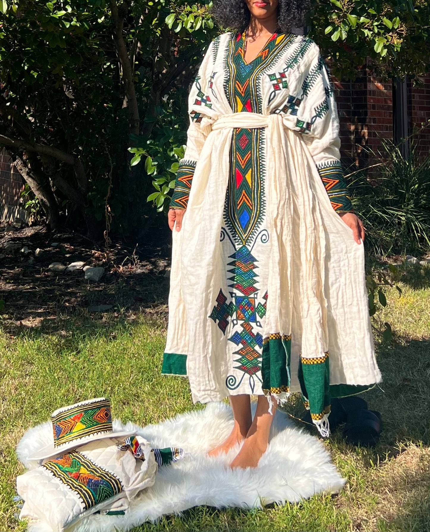 Gondar Fetil Collection • Ethiopian Gondar Amhara Embroidery White Dress
