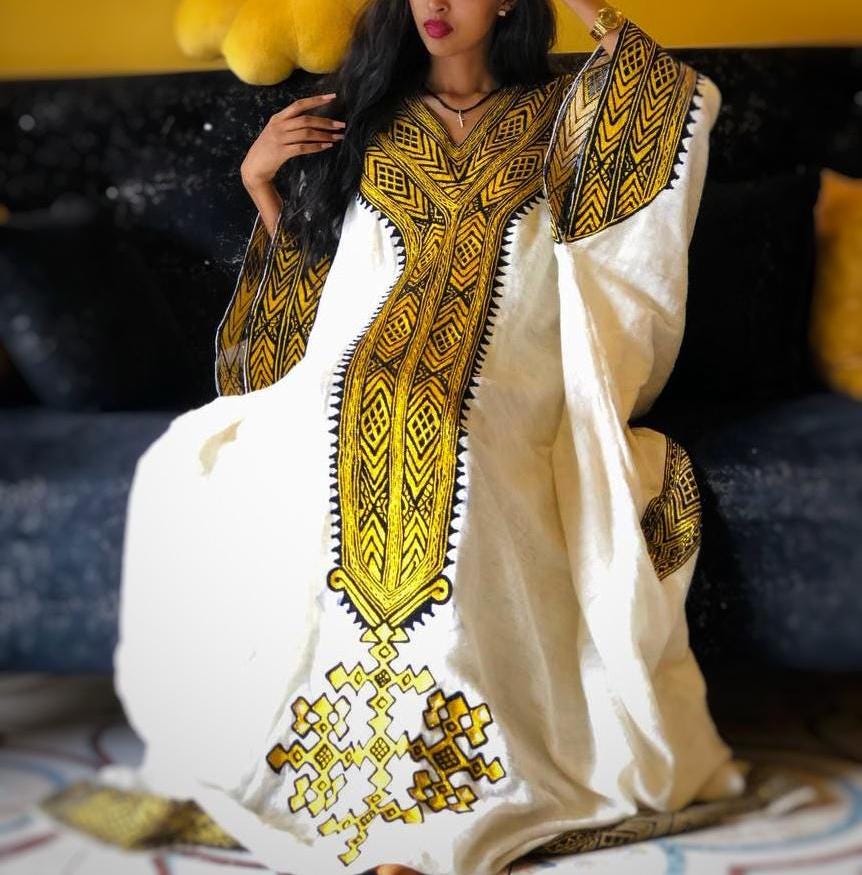 Gondar Fetil Dress: Ethiopian Amhara Yellow Tibeb Dress