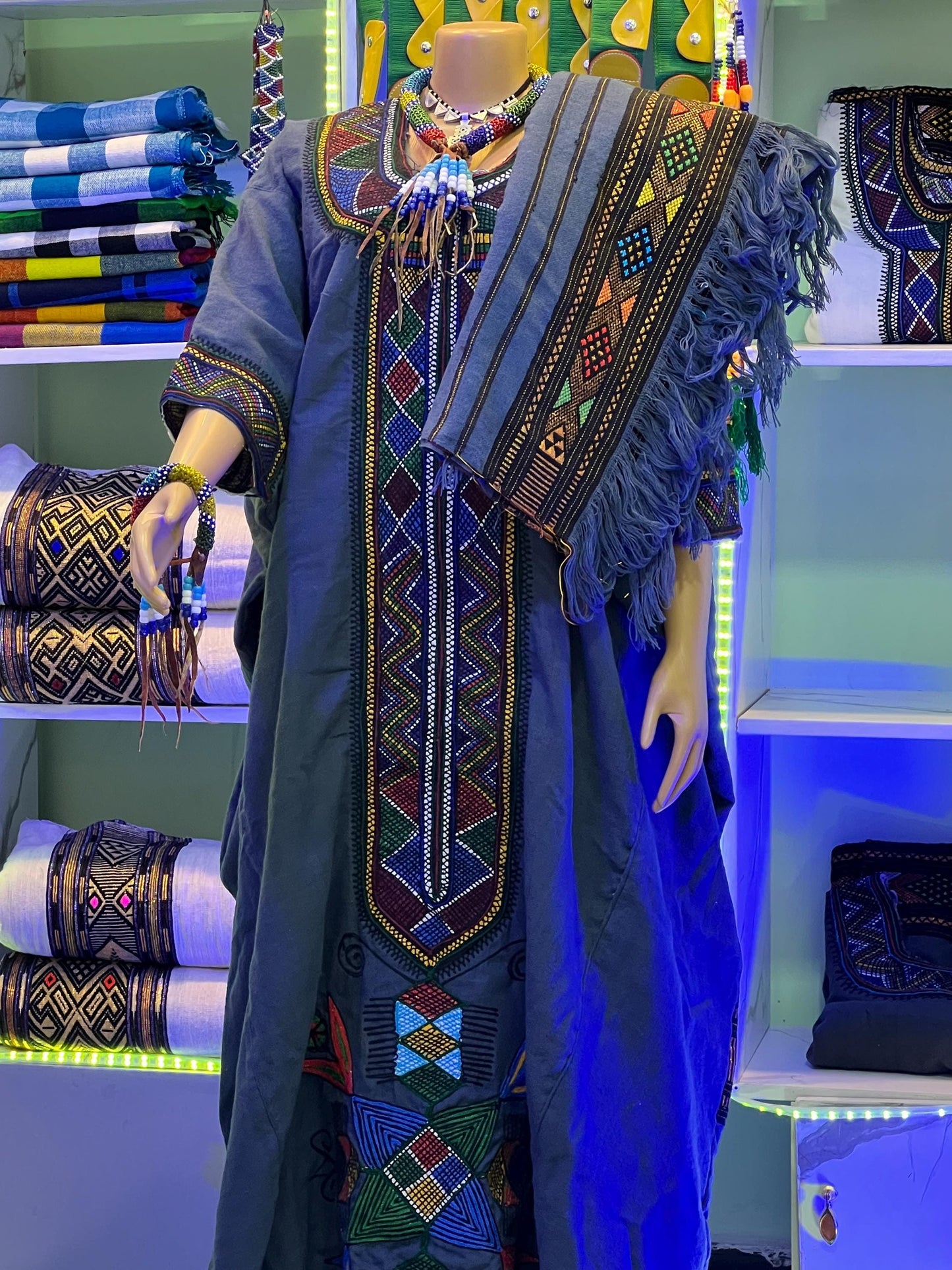 Ethiopian Raya Wollo traditional Dark Blue Dress
