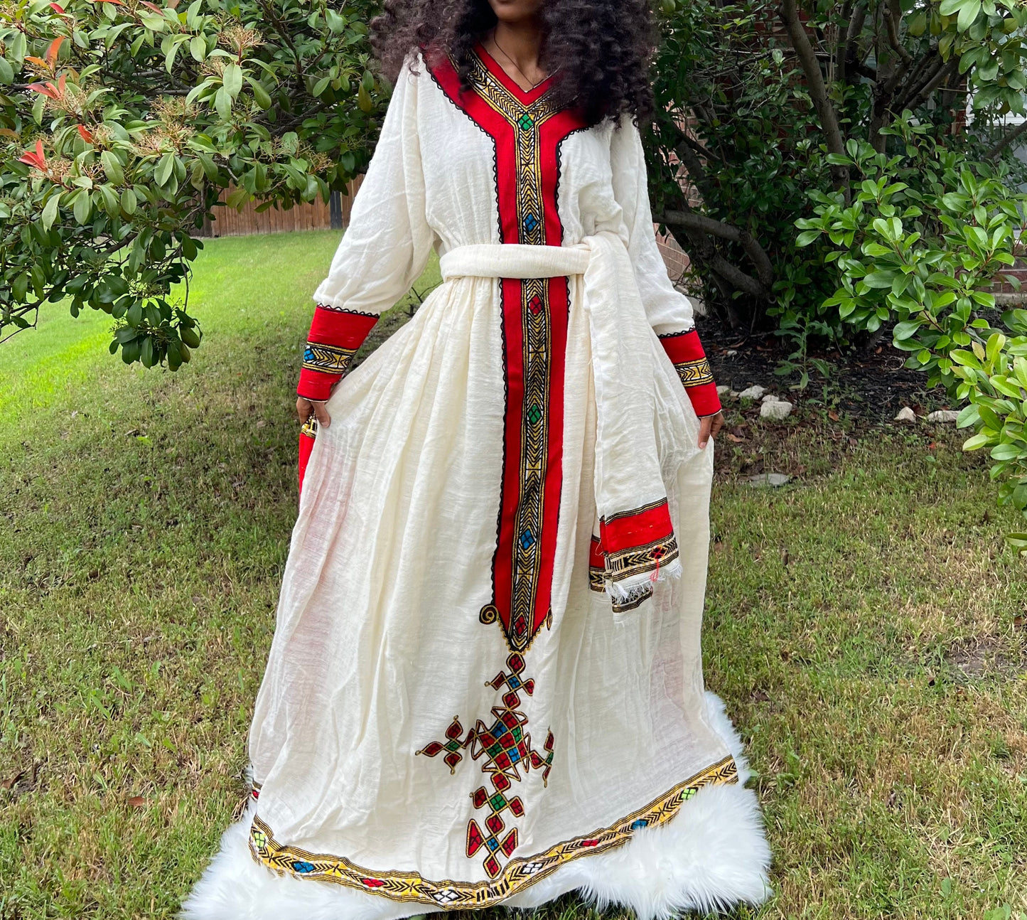 Ethiopian Wollo Amhara Signature Tiftif Fetil Dress