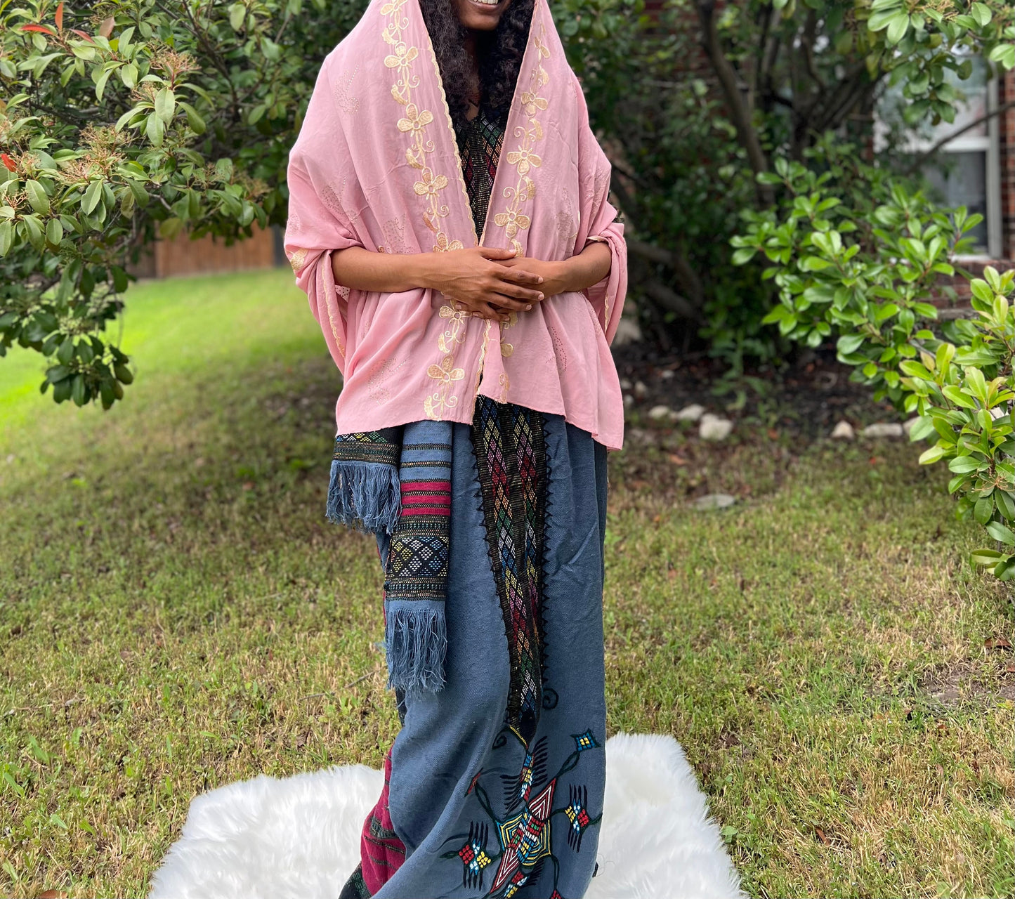 Lakomelza Tilfs • Ethiopian Wollo Raya Fabric Dark Blue Dress