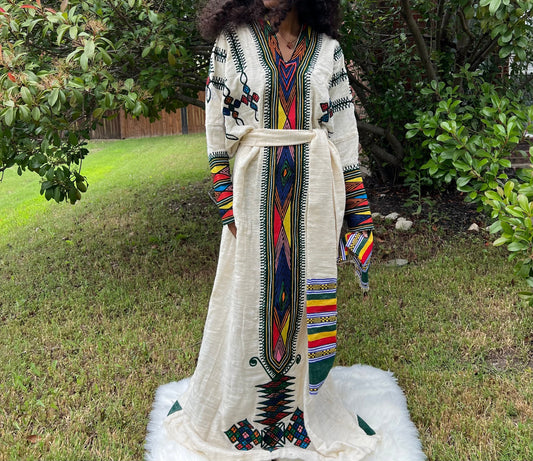 Gondar Fetil Collection • Ethiopian Gondar  Fetil White Dress
