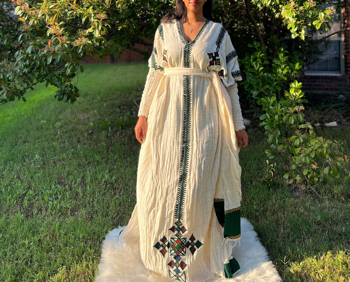 Gondar Fetil • Ethiopian Gondar Amhara White Single Embroidery Dress