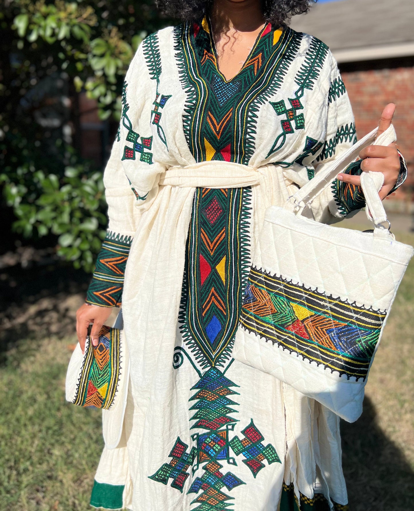 Gondar Fetil Collection • Ethiopian Gondar  Amhara Embroidery White Dress