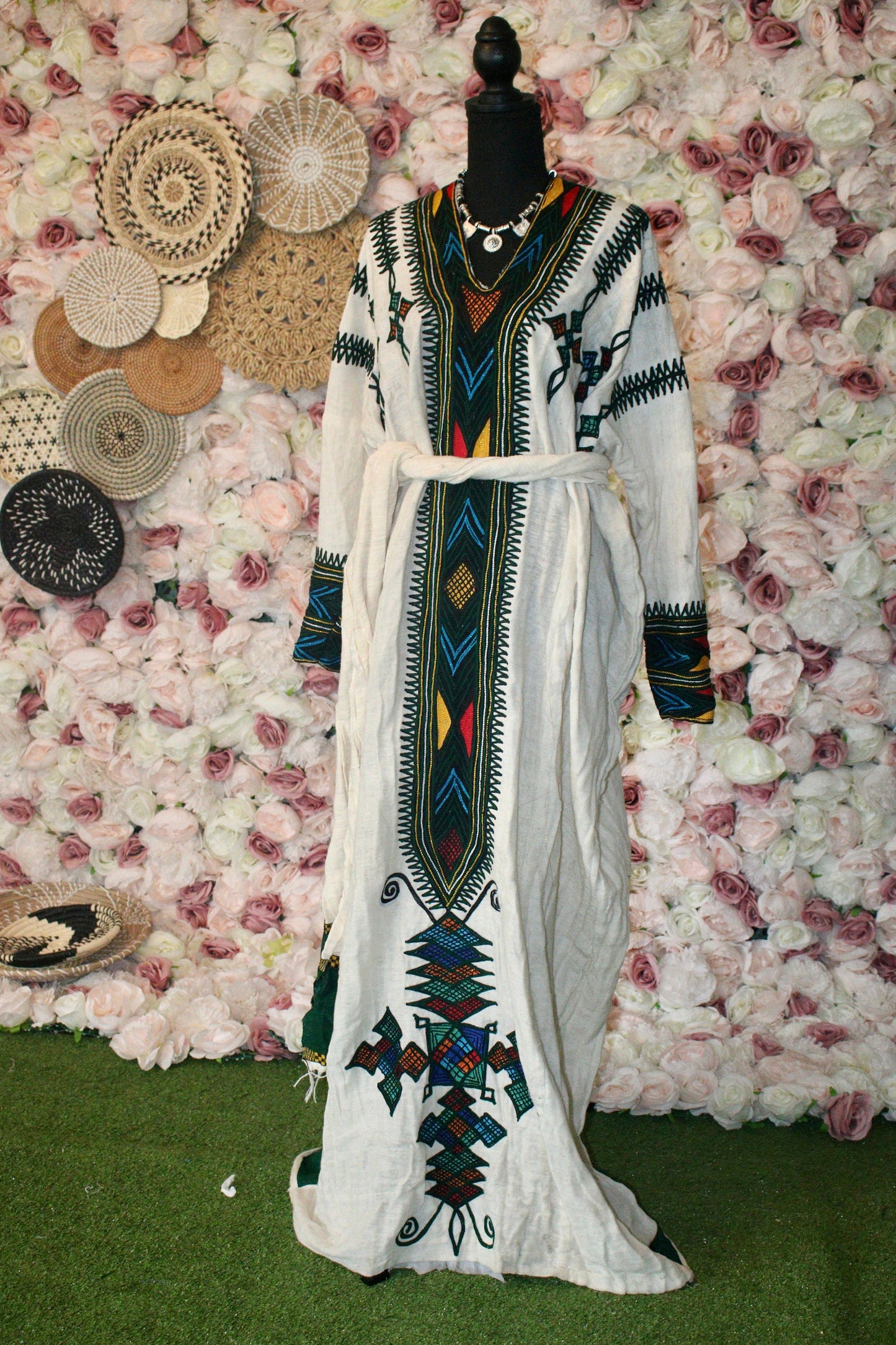 Gondar Fetil Collection • Ethiopian Gondar  Amhara Embroidery White Dress