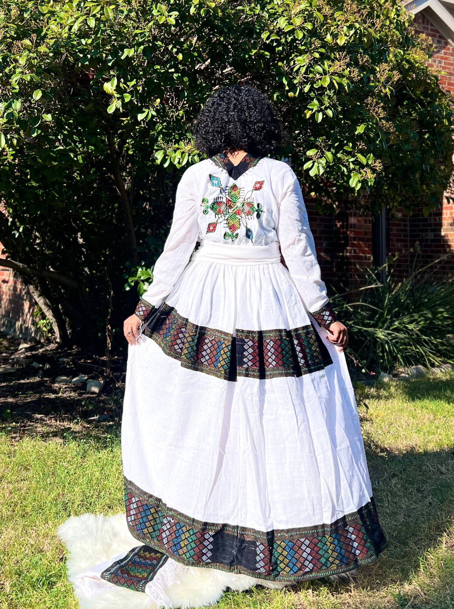 Lakomelza Tilfs • Ethiopian Wollo Amhara Raya Fabric White Dress || Habesha Dress