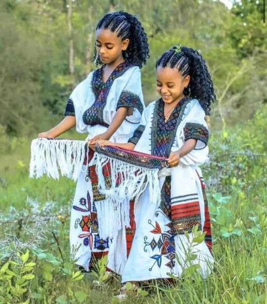 Lakomelza Tilfs • Ethiopian Wollo Amhara Kids Tiftif Dress