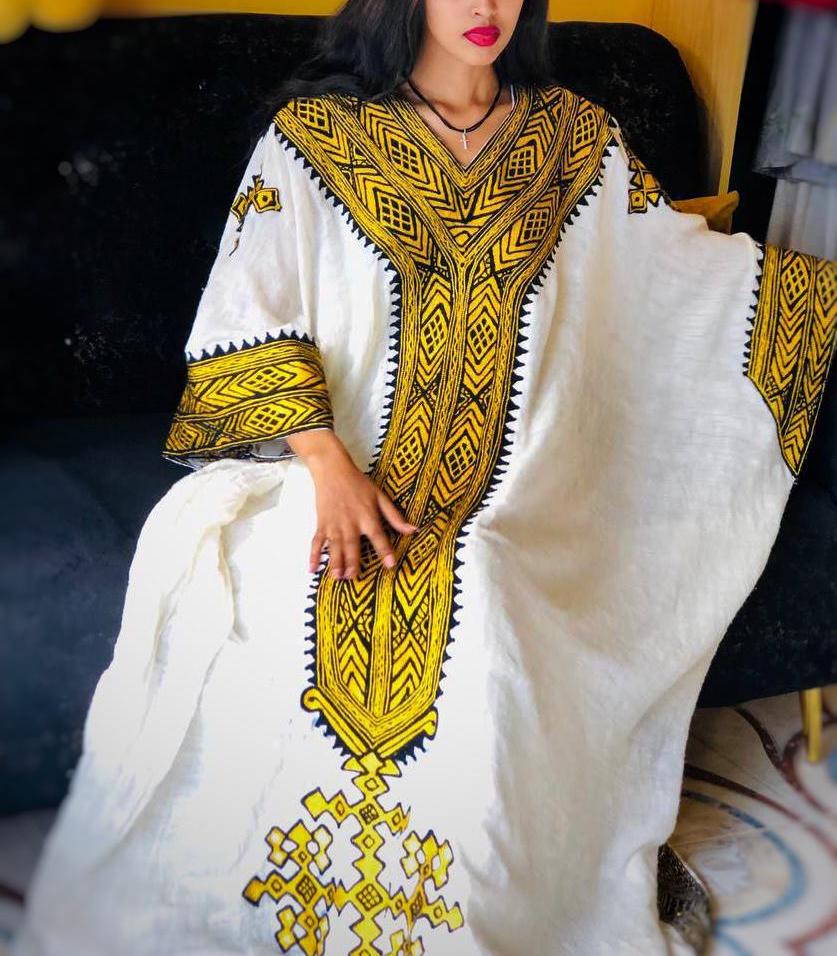 Gondar Fetil Dress: Ethiopian Amhara Yellow Tibeb Dress