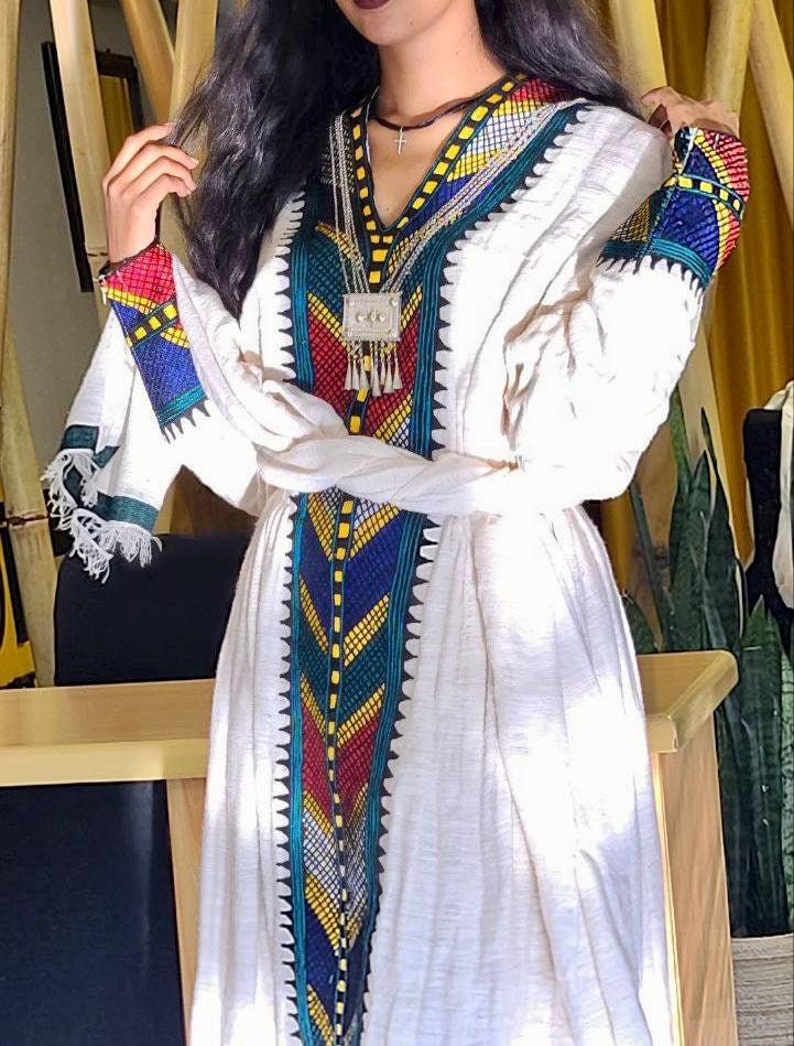 ሰሌን ጥልፍ • Selen Embroidery Ethiopian Gondar Amhara Fetil Dress
