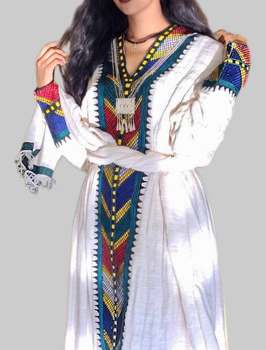 ሰሌን ጥልፍ • Selen Embroidery Ethiopian Gondar Amhara Fetil Dress