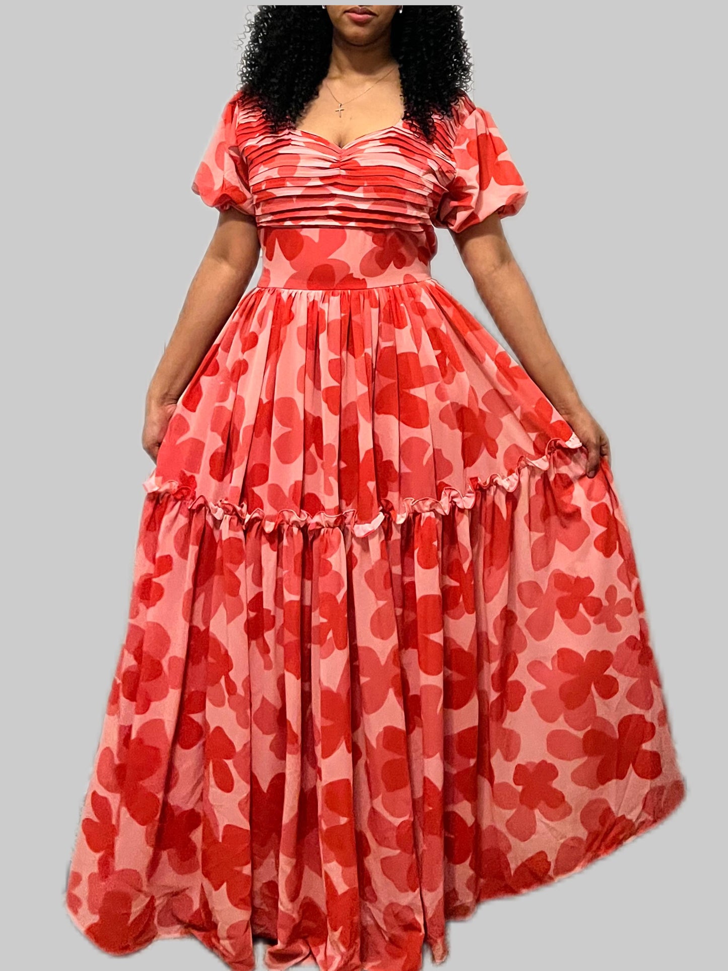 Ethiopian Eritrean Pink Chiffon Dress