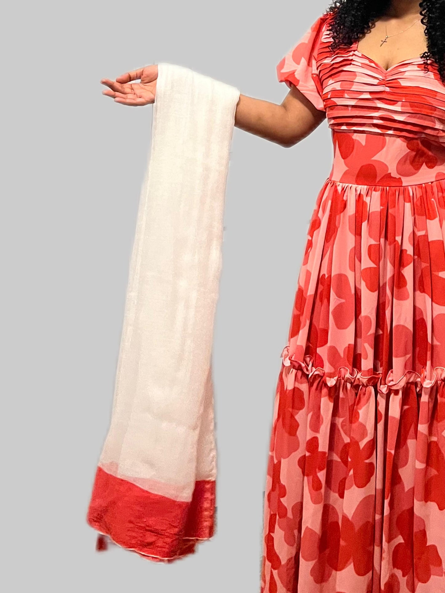 Ethiopian Eritrean Pink Chiffon Dress