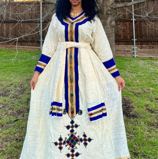 Ethiopian Wollo Amhara Signature Tiftif Fetil Dress || Habesha Dress