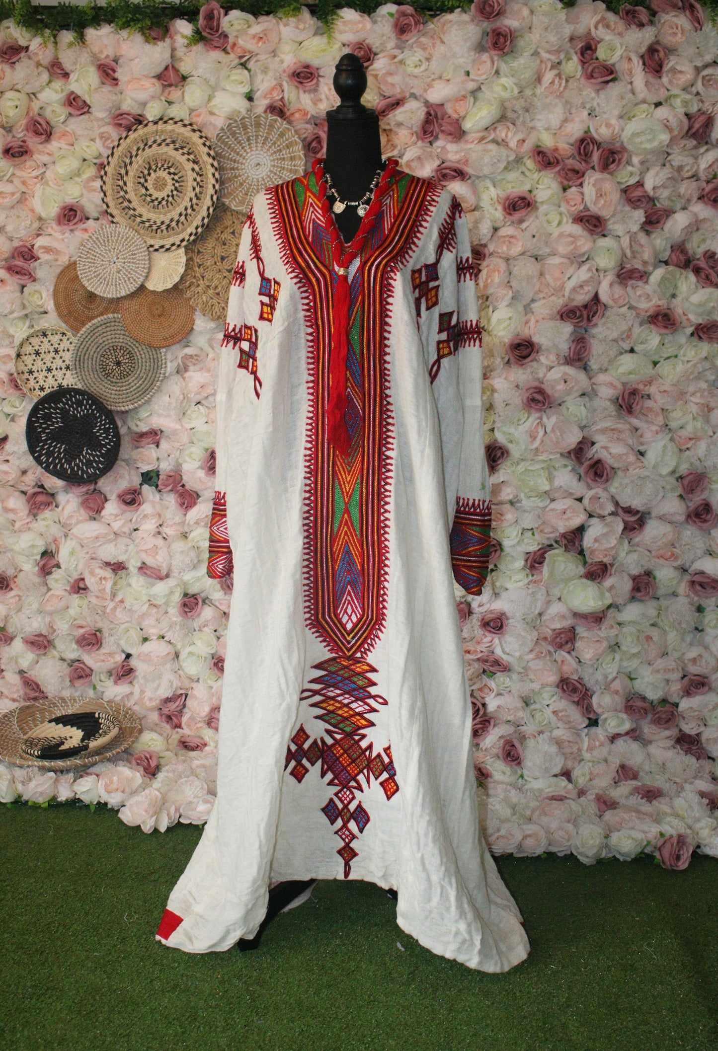 Gondar Fetil Collection • Ethiopian Gondar  Amhara Embroidery Red Dress