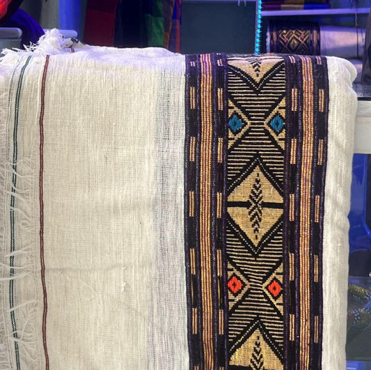 Mekes (መቀስ) Motif • Ethiopian Wollo Gabi - ወሎ  ጋቢ (Traditional 100% Organic Cotton Blanket