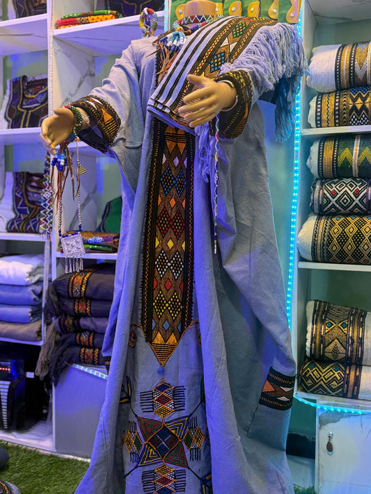 Lakomelza Tilfs • Ethiopian Wollo Raya Fabric Light Blue Dress