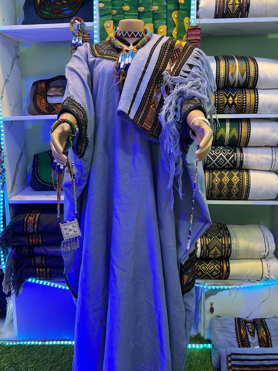 Lakomelza Tilfs • Ethiopian Wollo Raya Fabric Neck Embroidery Dress