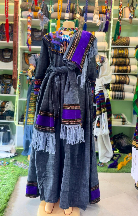 Lakomelza Tilfs • Ethiopian Wollo Purple Embroidery Free Size Dress