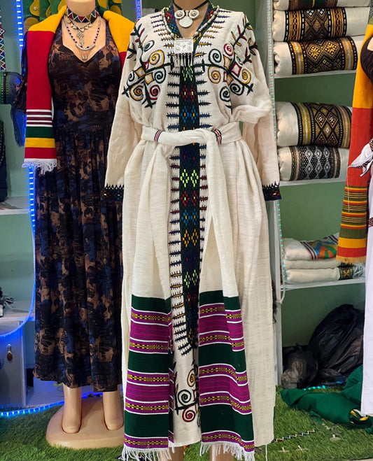 Gihon Collection • Ethiopian Gojam Amhara Zegye Embroidery Fetil Dress