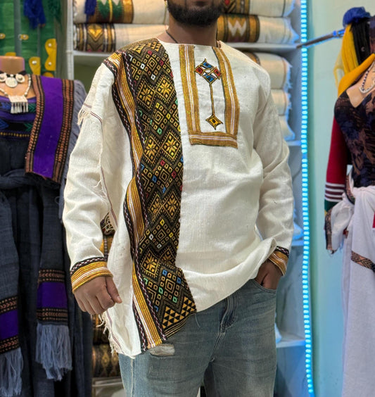 Ethiopian Wollo Traditional Biliko Tilf Men Shirt
