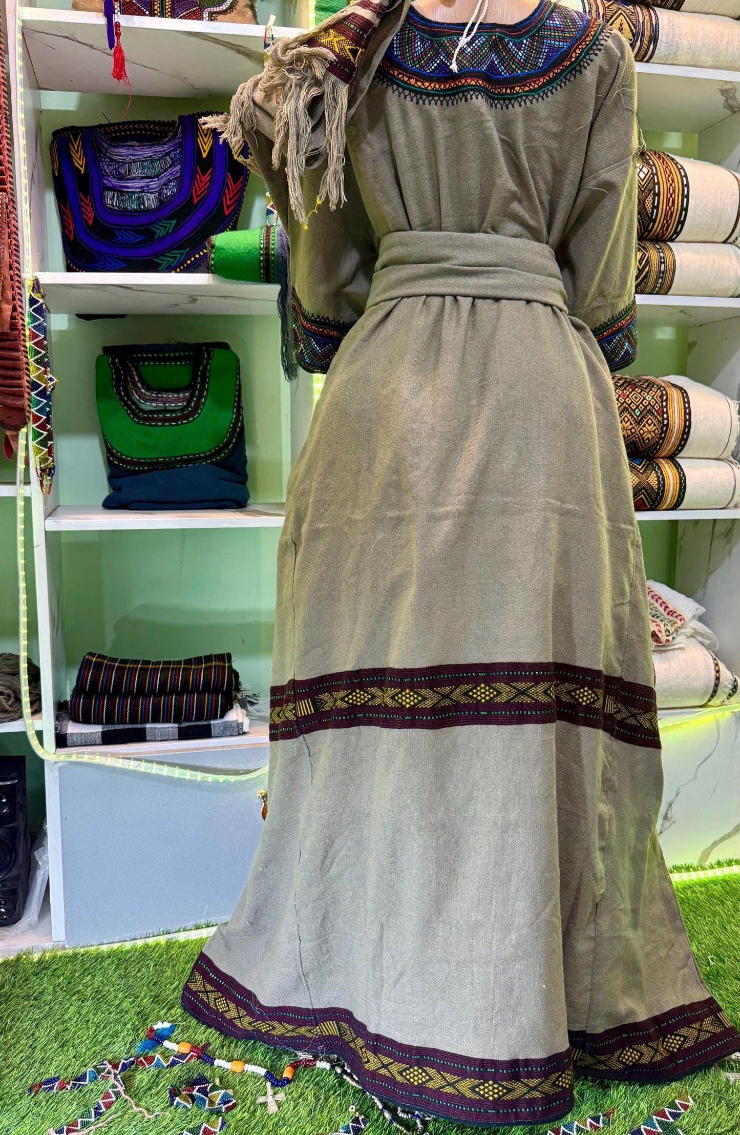 Ethiopian Wollo Raya Light Grey New Emroidery design dress
